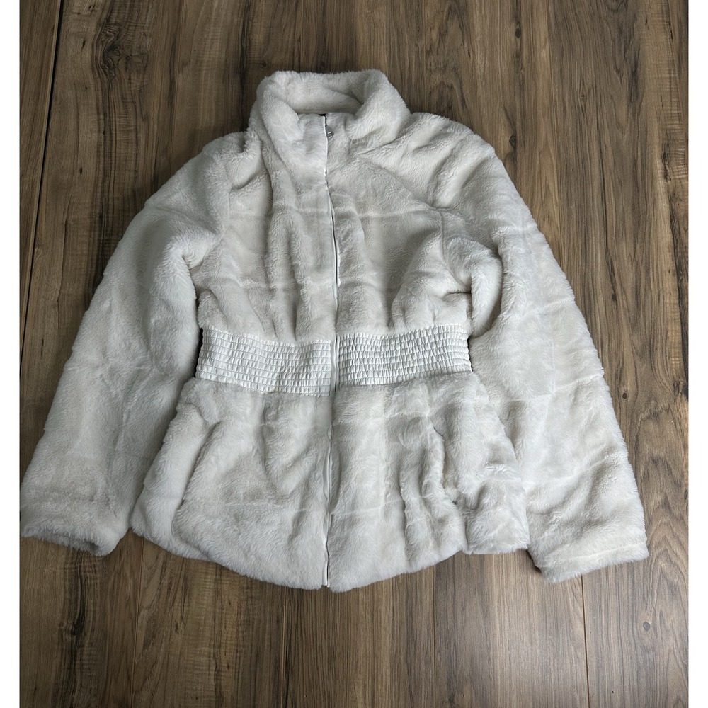 Cavalini Original Women's Fair Fur Jacket XL Full Zip White‎